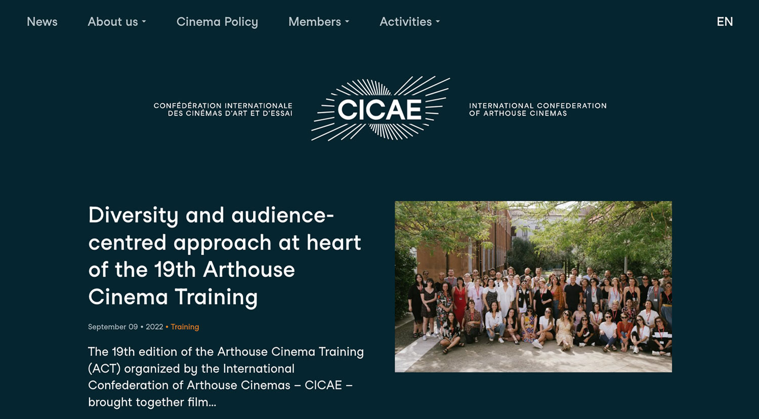 Screenshot CICAE Webseite
